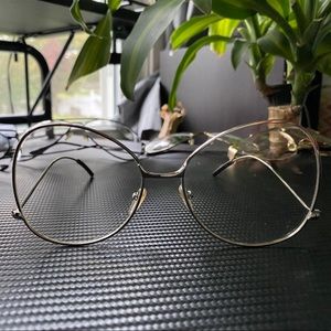 Silver framed personality glasses